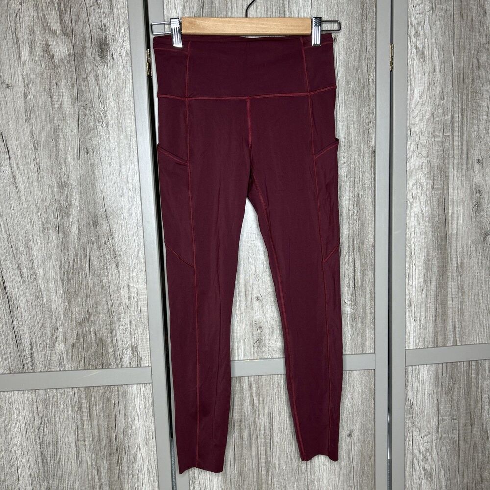 Lululemon Leggings Hip and Waist Pockets Burgundy